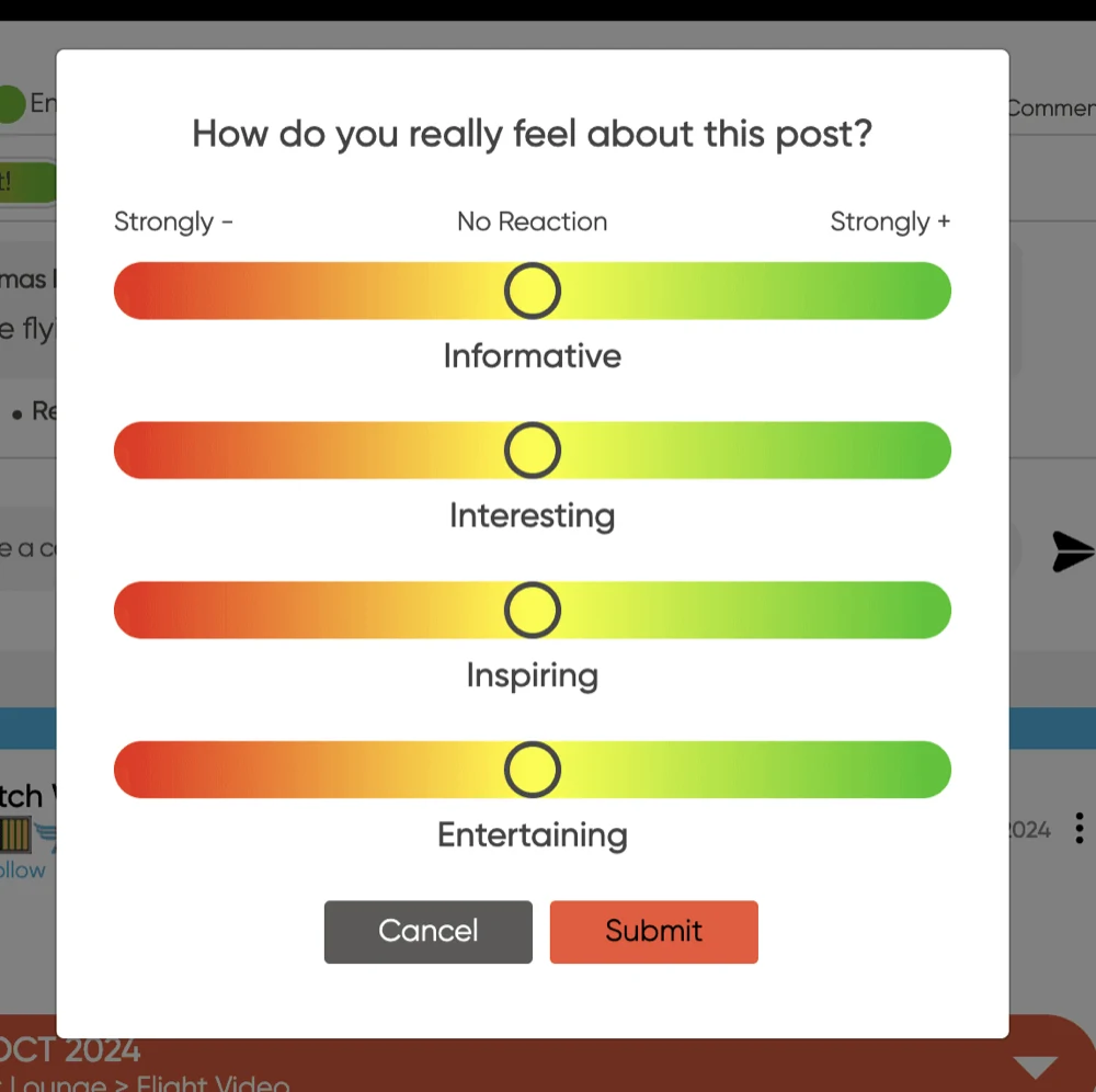 Sentiment reactions on a post